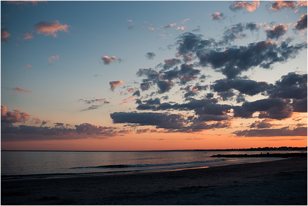 sunset photo on Roger Wheeler beach by Lisa Frechette Photography