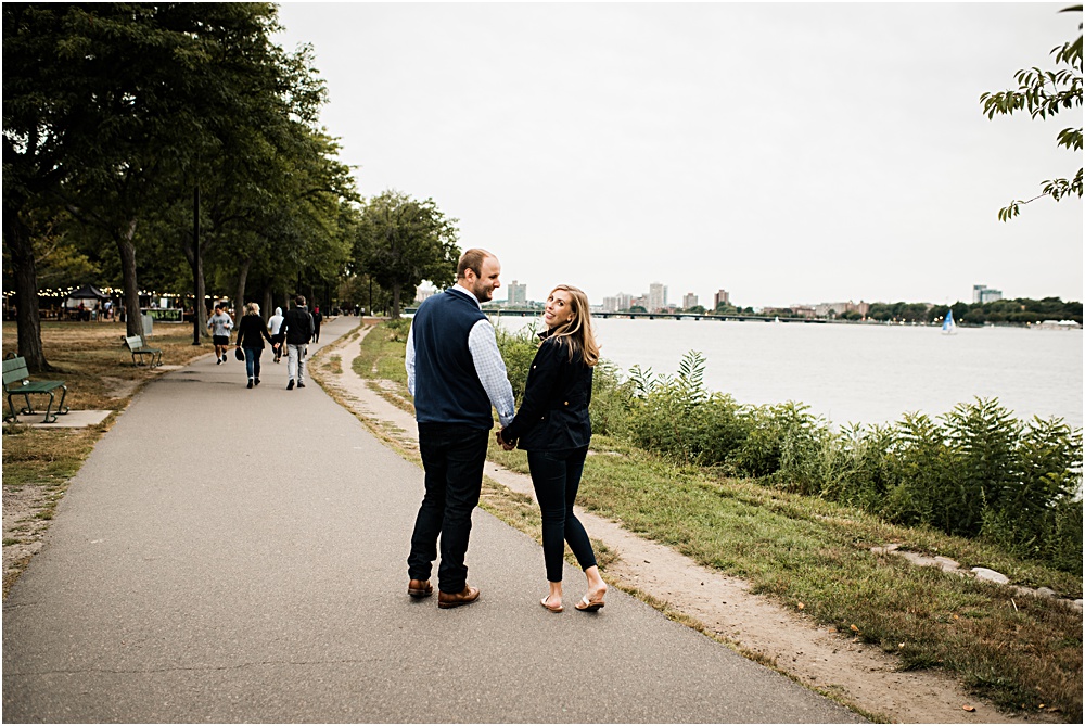couple walking on the Charles River Esplanade photo