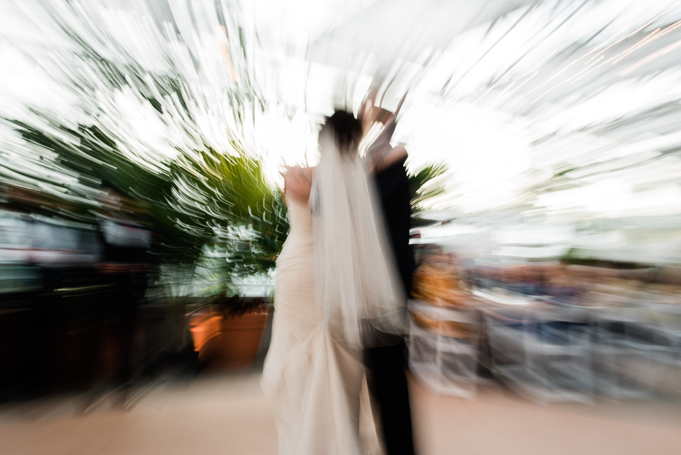 bride and groom motion dance at the Roger Williams Botanical Center