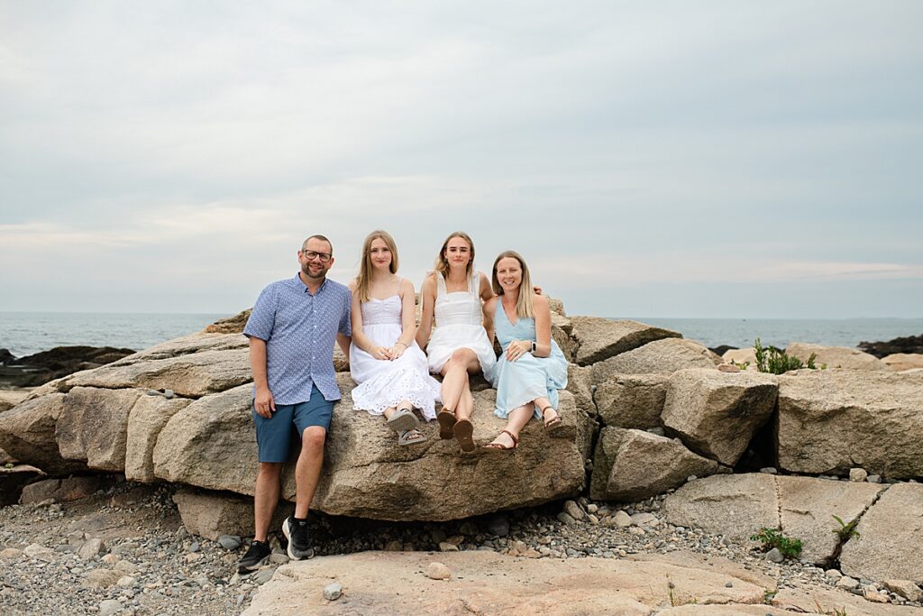 Narragansett family portrait on the rocks