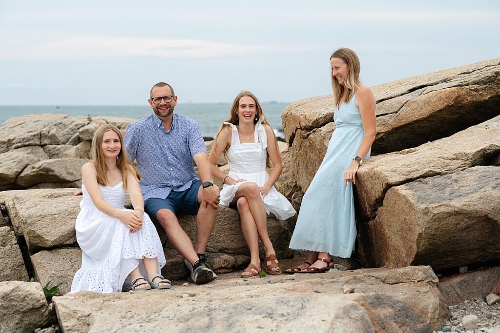 Candid family moment during a  family portrait session in Narragansett