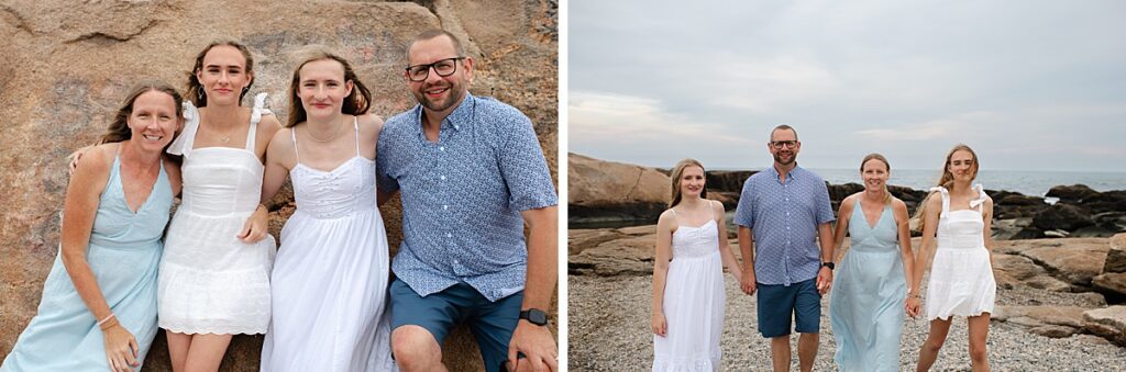 Family enjoying time together during a summer portrait session in Rhode Island