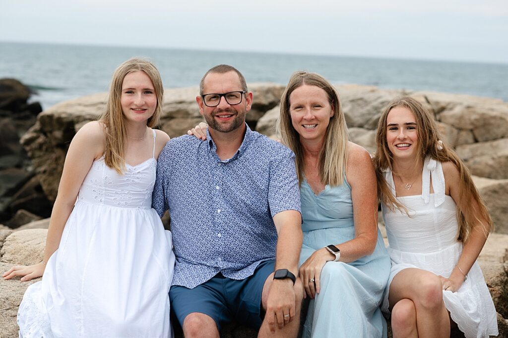 Family with Narragansett Bay in the background