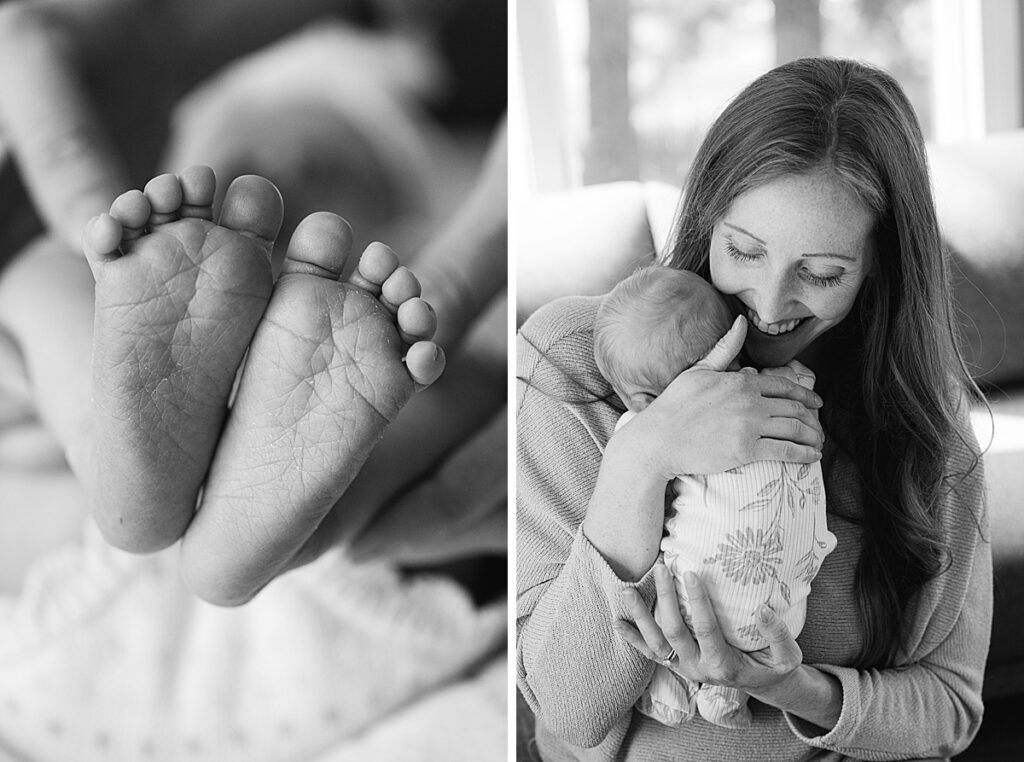 closeup of newborn baby feet 