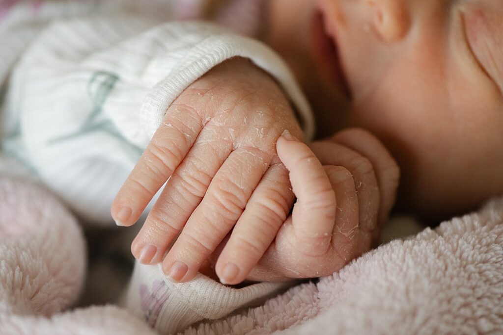 newborn baby hands closeup