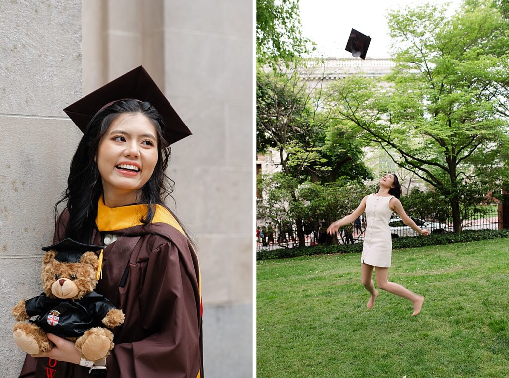 Joyful graduation portrait captured on Brown's commencement day